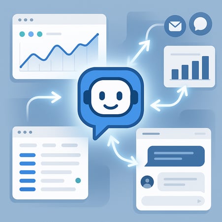 A dynamic SaaS workspace with a digital AI agent i