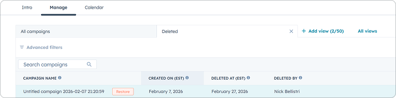 Campaigns Can Now Be Restored After Deletion