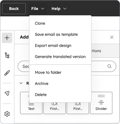 6 Email Management Actions in the Email Editor image