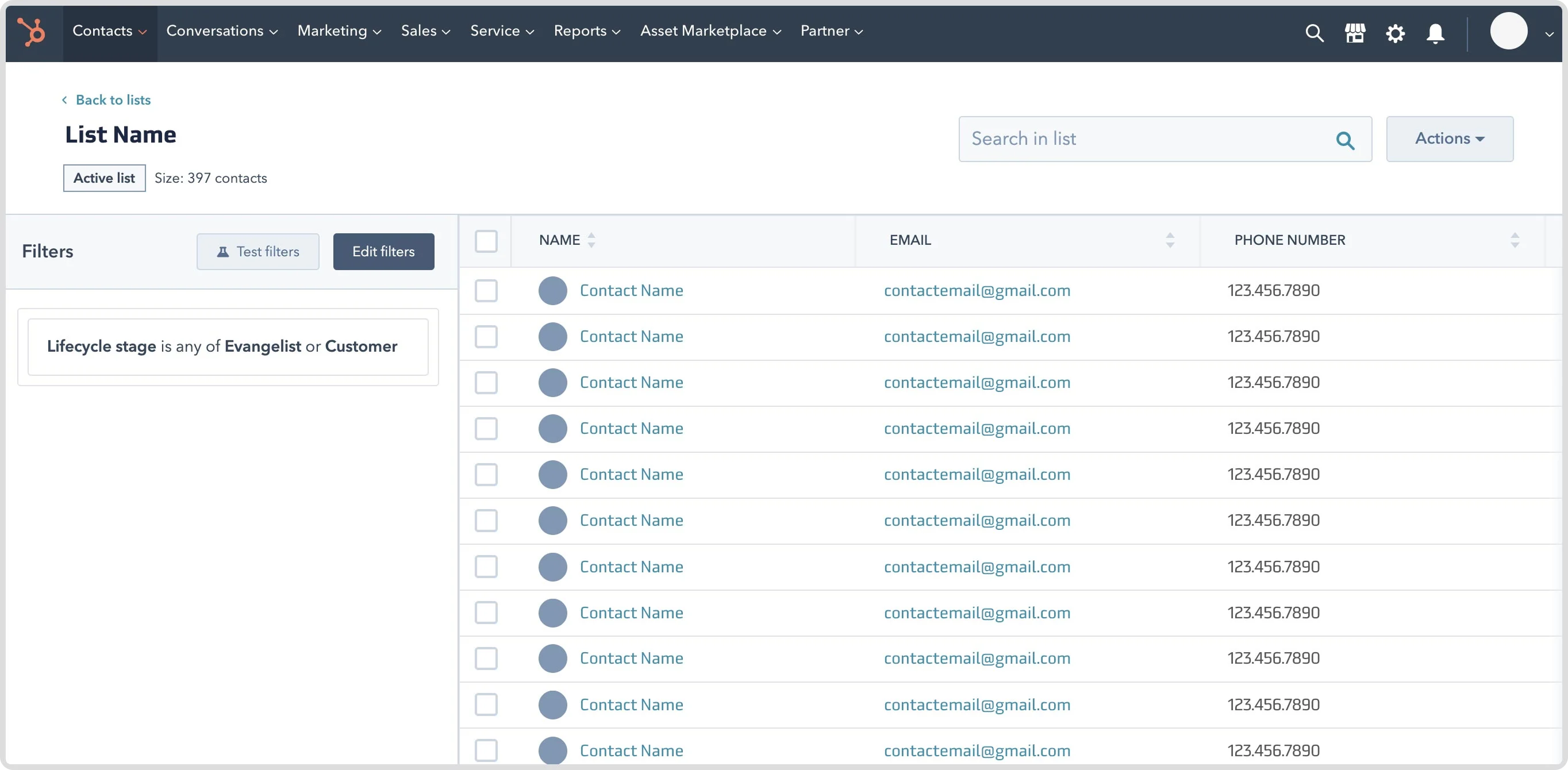 Hubspot-list-view image
